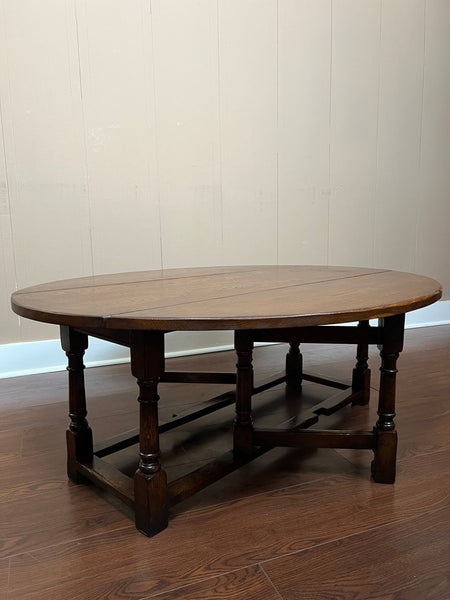 Antique English Oak Coffee Table Drop Leaf Jacobean Wake Table Gateleg c1930