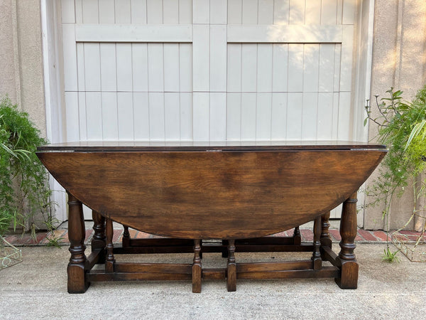 Antique French Hunt Wake Dining Table Drop Leaf Gate Leg Console Sofa Table c1900