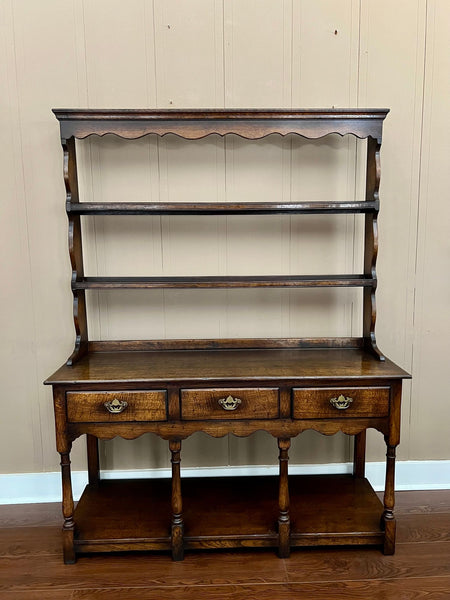 Antique English Dresser Sideboard Plate Rack Potboard Jacobean Tiger Oak c1900