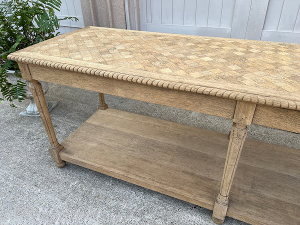 Antique French Drapers Table Bleached Oak Large Kitchen Island Console c1890