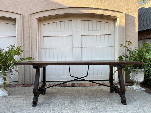 Antique French Oak Dining Table Spanish Catalan Console Kitchen Island c1910