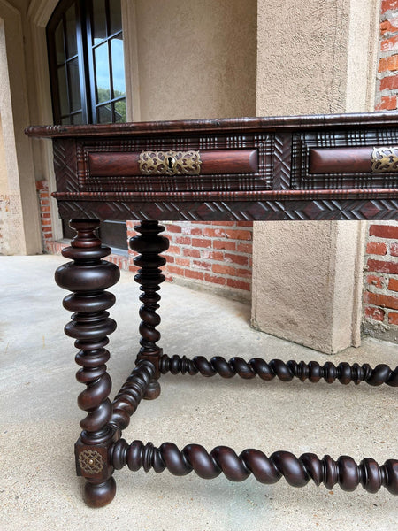 Antique Portuguese Rosewood Library Writing Table Barley Twist Console c1790
