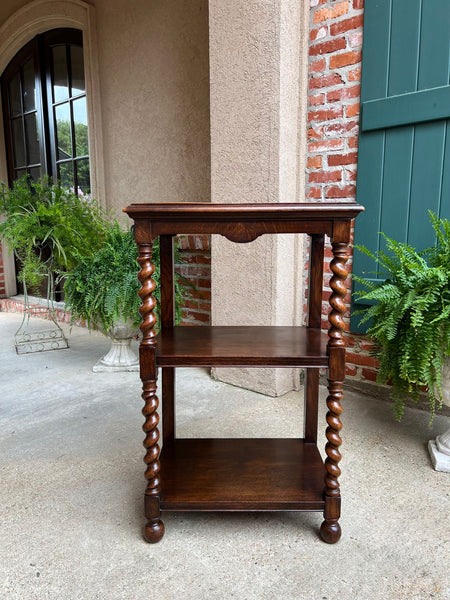 Antique English Oak Bookshelf BARLEY TWIST Open Display Shelf SMALL Bookcase