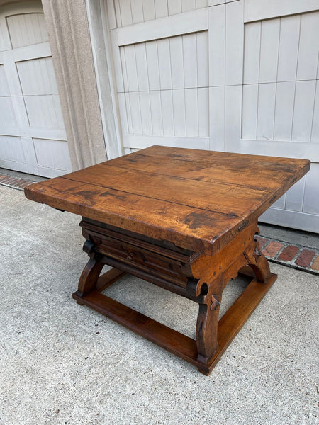 Antique French Butcher Block Baker’s Table Pétrin Farmhouse Kitchen Island c1790