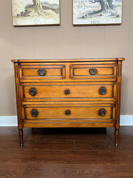Antique French Commode Chest of Drawers Louis XVI Mahogany Brass c1930