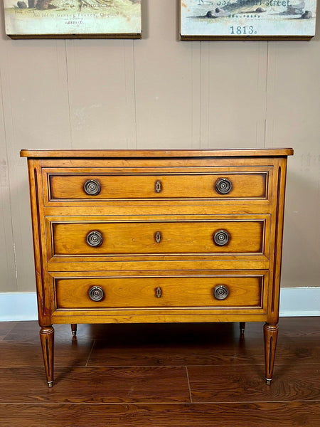 Antique French Commode Chest of Drawers Louis XVI Walnut Brass c1940