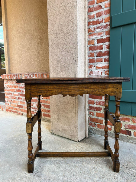 Antique English Game Table Flip Top Victorian Oak c1880 Mahjong Square Table
