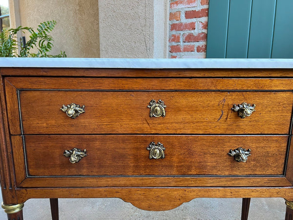 Antique French Mahogany Commode White MARBLE Louis XVI Mahogany Chest of Drawers