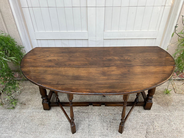 Antique French Hunt Wake Dining Table Drop Leaf Gate Leg Console Sofa Table c1900
