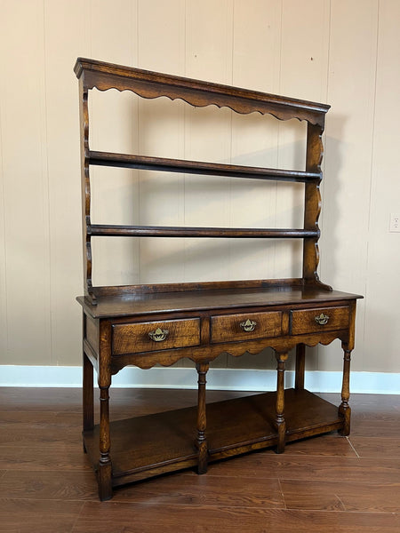 Antique English Dresser Sideboard Plate Rack Potboard Jacobean Tiger Oak c1900