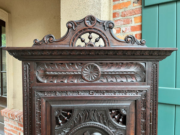Antique French Breton Cabinet Armoire Carved Crown Brittany Wardrobe c1890