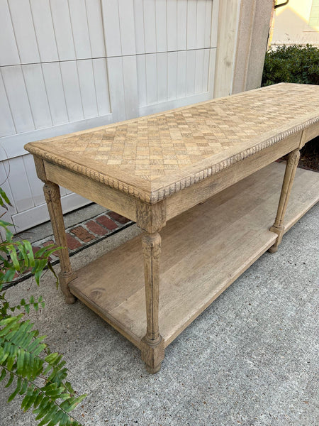 Antique French Drapers Table Bleached Oak Large Kitchen Island Console c1890