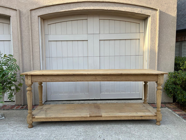 Antique French Drapers Table Bleached Oak Large Kitchen Island Console c1890