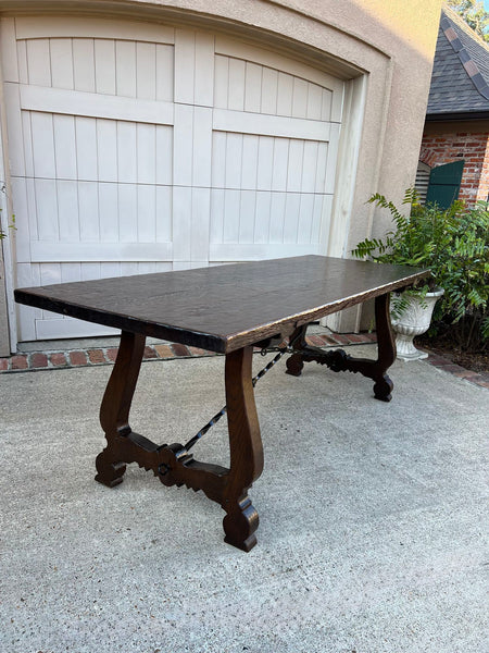 Antique French Oak Dining Table Spanish Catalan Console Kitchen Island c1910