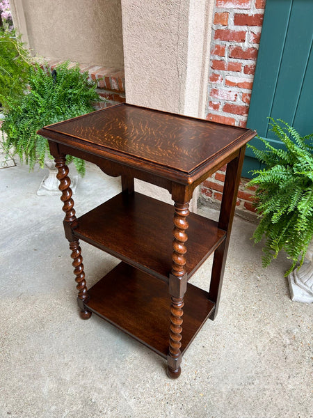 Antique English Oak Bookshelf BARLEY TWIST Open Display Shelf SMALL Bookcase
