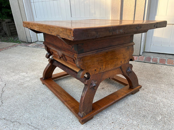 Antique French Butcher Block Baker’s Table Pétrin Farmhouse Kitchen Island c1790