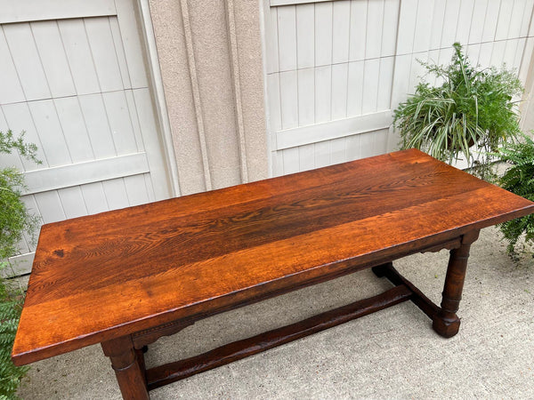 Antique French Oak Dining Farm Bakers Table Conference Office Library Desk c1920