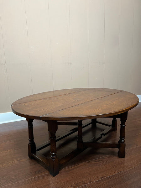 Antique English Oak Coffee Table Drop Leaf Jacobean Wake Table Gateleg c1930
