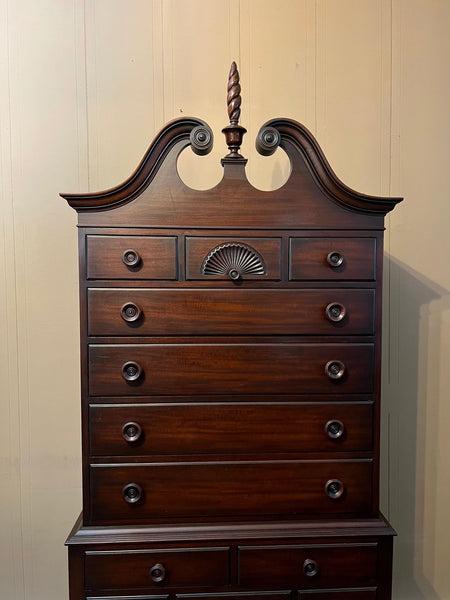 Vintage Chippendale Highboy Chest of Drawers Mahogany Ball and Claw Kindel c1950