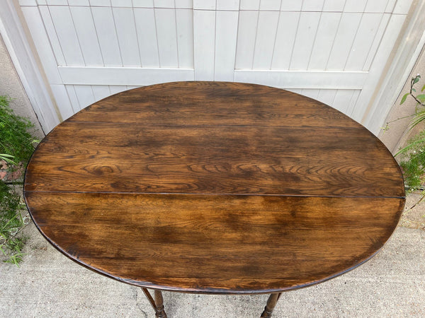 Antique French Hunt Wake Dining Table Drop Leaf Gate Leg Console Sofa Table c1900
