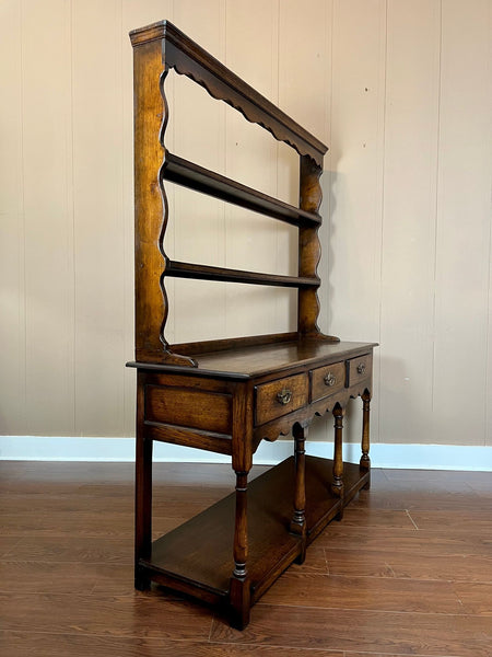 Antique English Dresser Sideboard Plate Rack Potboard Jacobean Tiger Oak c1900