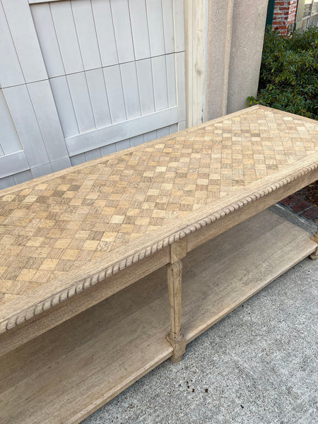 Antique French Drapers Table Bleached Oak Large Kitchen Island Console c1890