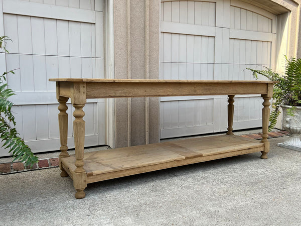 Antique French Drapers Table Bleached Oak Large Kitchen Island Console c1890