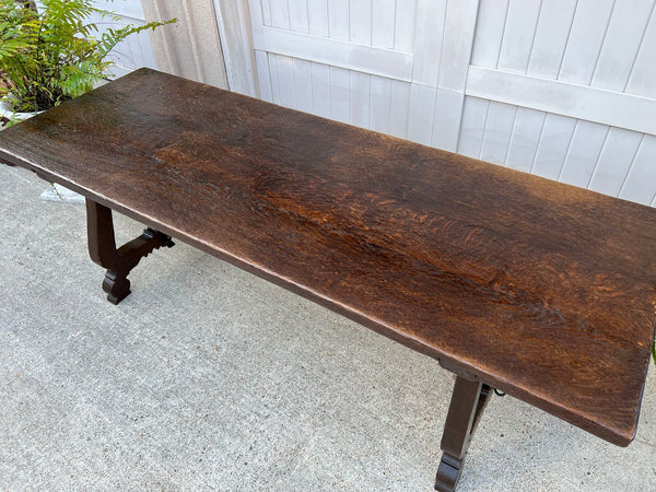 Antique French Oak Dining Table Spanish Catalan Console Kitchen Island c1910