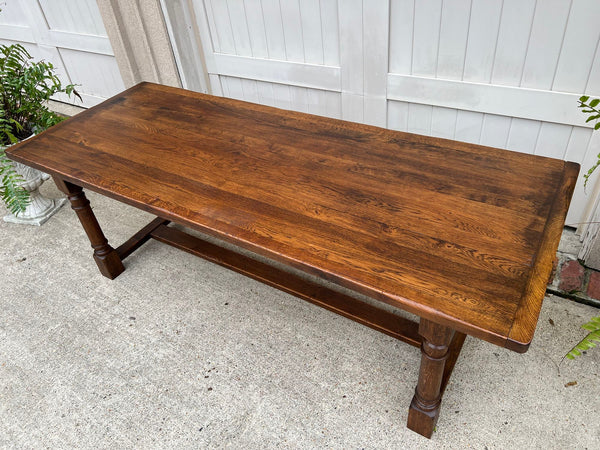 Antique French Oak Dining Farm Bakers Table Conference Office Library Desk c1920