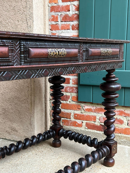 Antique Portuguese Rosewood Library Writing Table Barley Twist Console c1790