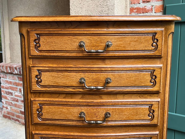 PAIR Vintage French Chests 7 Drawer Semainier Louis XV Style Carved Oak