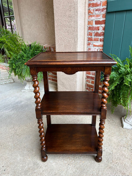 Antique English Oak Bookshelf BARLEY TWIST Open Display Shelf SMALL Bookcase