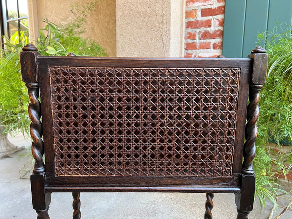 Antique English Oak Canterbury Music Magazine Stand BARLEY TWIST c1890