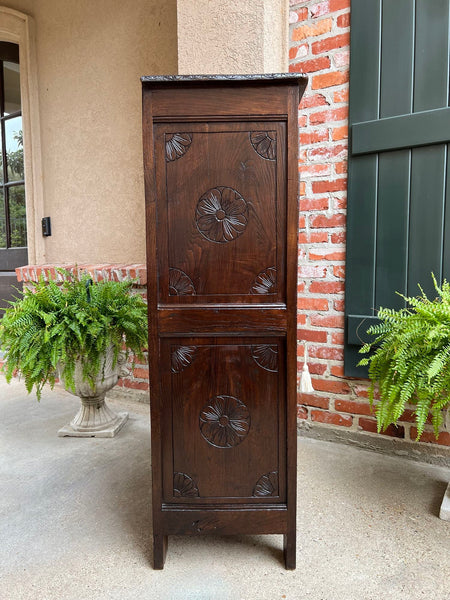 Antique French Cabinet Cupboard Brittany Breton Carved Oak TALL Ship Spindle