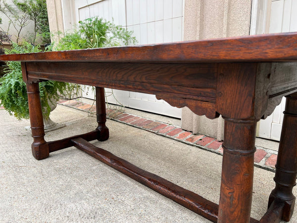 Antique French Oak Dining Farm Bakers Table Conference Office Library Desk c1920