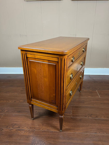 Antique French Commode Chest of Drawers Louis XVI Walnut Brass c1940