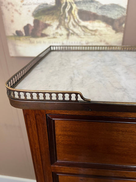 Antique French Chest of Drawers Semainier Louis XVI White Marble Mahogany c1900