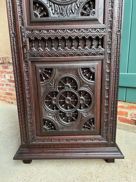 Antique French Breton Cabinet Armoire Carved Crown Brittany Wardrobe c1890