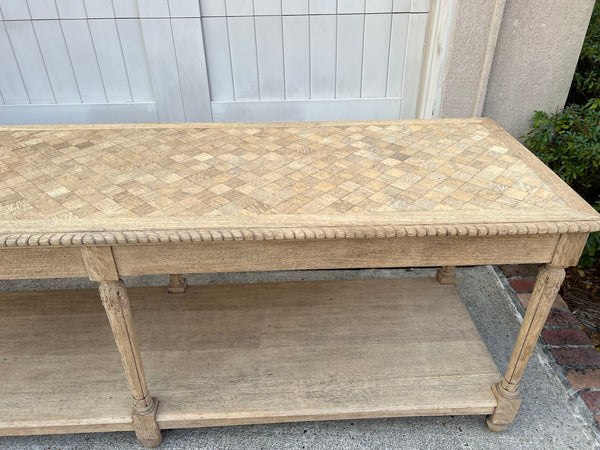 Antique French Drapers Table Bleached Oak Large Kitchen Island Console c1890