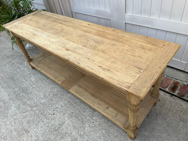 Antique French Drapers Table Bleached Oak Large Kitchen Island Console c1890