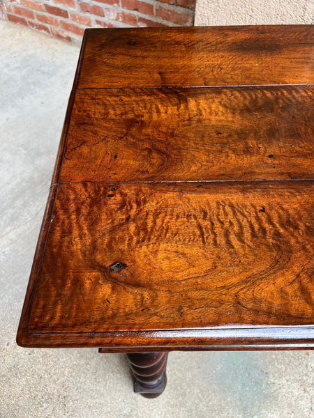 Antique English Barley Twist Writing Table Library Desk Jacobean Walnut c1880