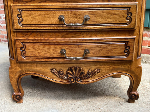 PAIR Vintage French Chests 7 Drawer Semainier Louis XV Style Carved Oak