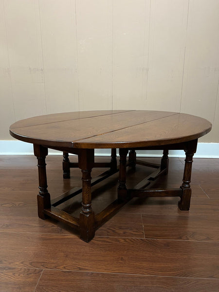 Antique English Oak Coffee Table Drop Leaf Jacobean Wake Table Gateleg c1930