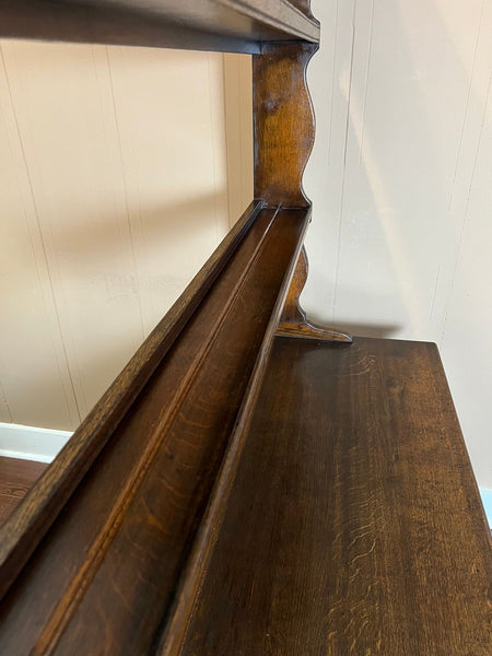 Antique English Dresser Sideboard Plate Rack Potboard Jacobean Tiger Oak c1900