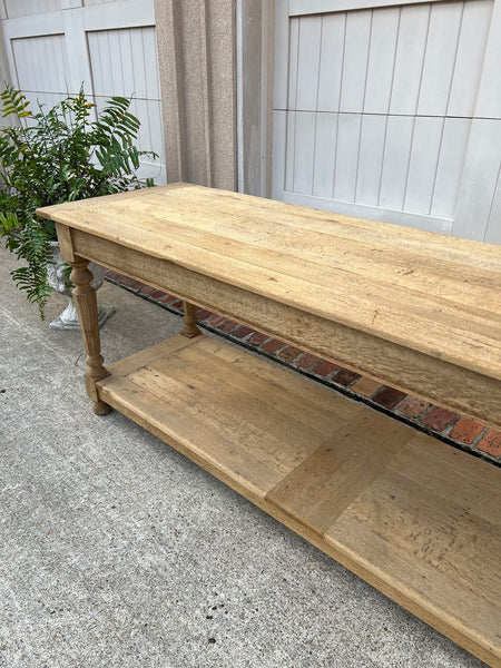 Antique French Drapers Table Bleached Oak Large Kitchen Island Console c1890