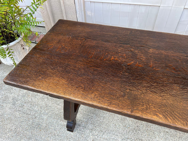 Antique French Oak Dining Table Spanish Catalan Console Kitchen Island c1910