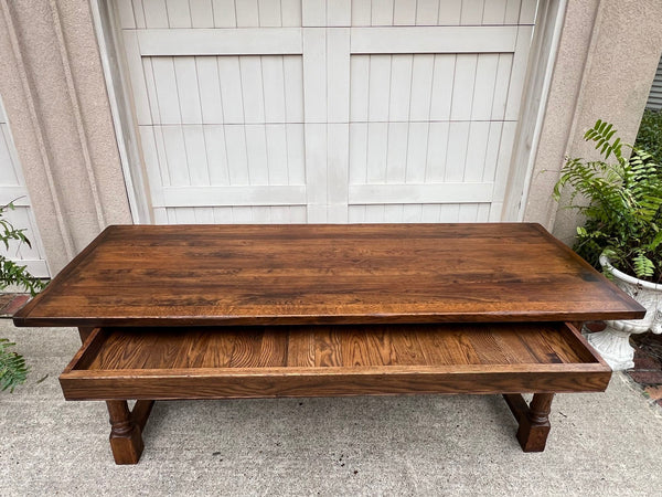 Antique French Oak Dining Farm Bakers Table Conference Office Library Desk c1920