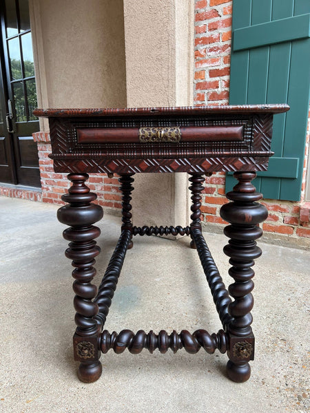 Antique Portuguese Rosewood Library Writing Table Barley Twist Console c1790