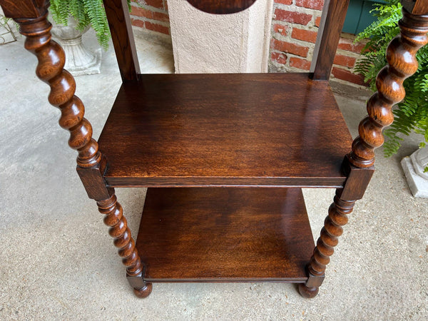 Antique English Oak Bookshelf BARLEY TWIST Open Display Shelf SMALL Bookcase