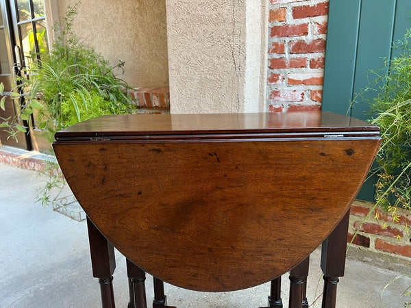 Petite Antique English Drop Leaf Side Sofa Table Mahogany Georgian Gateleg c1800